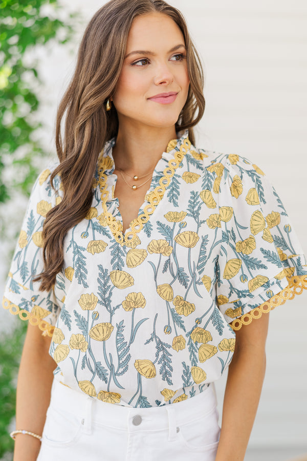Wrapped Up Yellow Floral Blouse