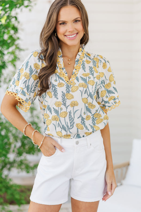 Wrapped Up Yellow Floral Blouse