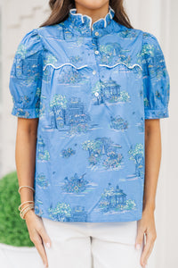 The Call Blue Toile Blouse