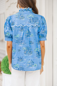 The Call Blue Toile Blouse