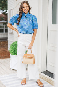 The Call Blue Toile Blouse