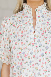 All Options Cream Ditsy Floral Blouse