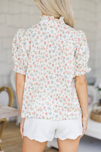 All Options Cream Ditsy Floral Blouse