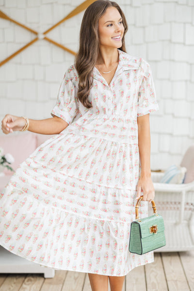 off white flowers beach midi dress Make It Your Own Off White Floral Midi Dress – Shop the Mint
