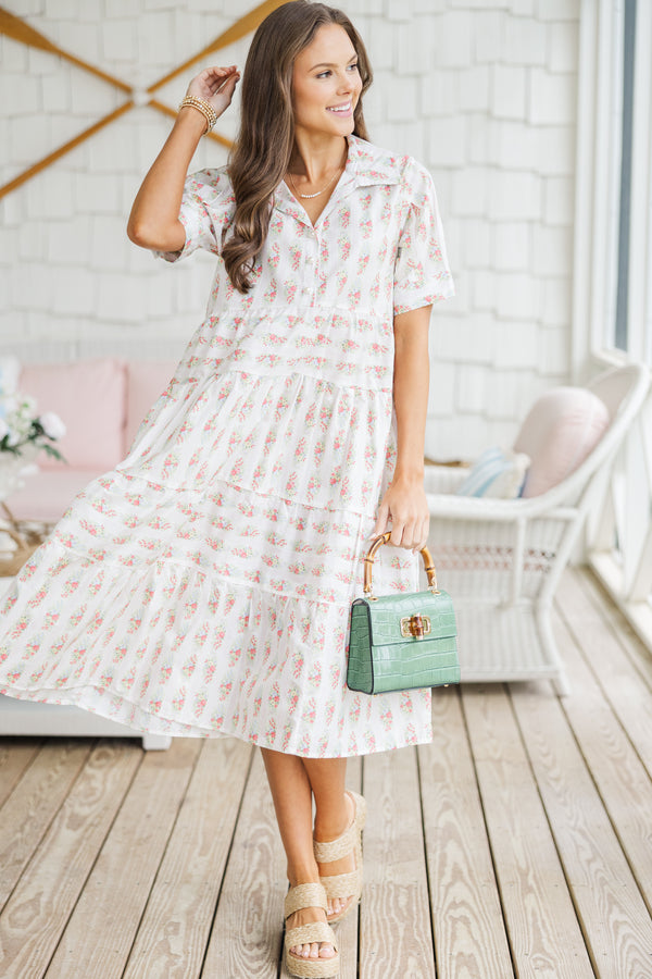 Make It Your Own Off White Floral Midi Dress, Medium - The Mint Julep Boutique | Women's Boutique Clothing Make It Your Own Off White Floral Midi Dress, Medium - The Mint Julep Boutique | Women's Boutique Clothing
