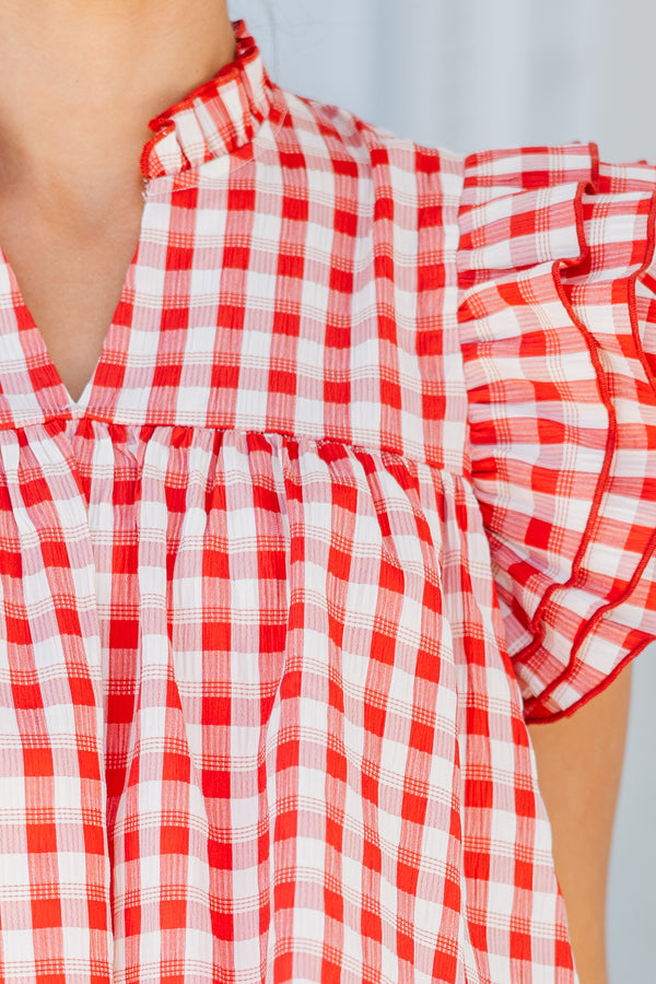 Red Gingham Jumper Dress main image 0