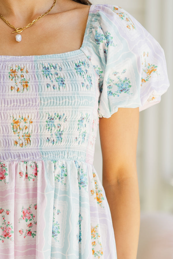 Meadow Charm Pink Floral Smocked Maxi Dress