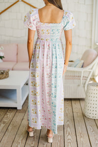 Meadow Charm Pink Floral Smocked Maxi Dress