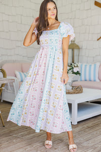Meadow Charm Pink Floral Smocked Maxi Dress
