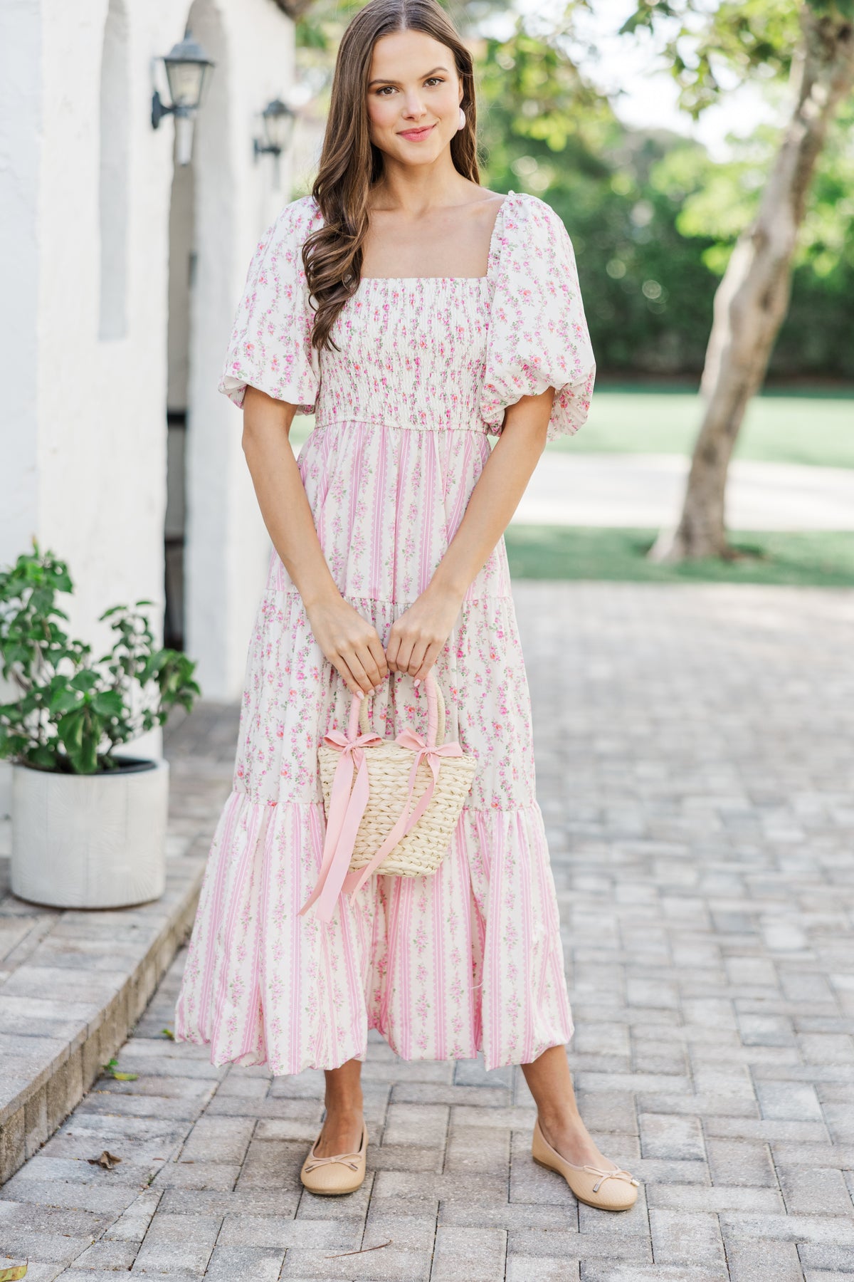 The Meadow Pink Ditsy Floral Midi Dress – Shop the Mint
