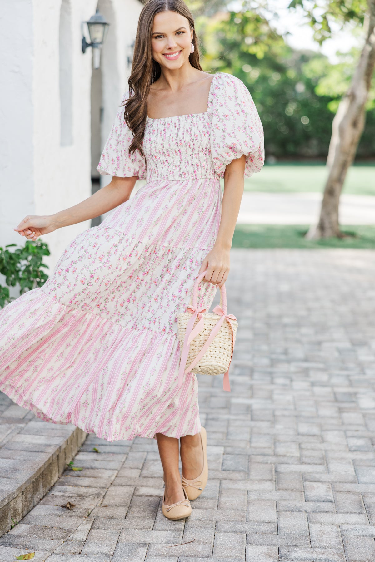 The Meadow Pink Ditsy Floral Midi Dress – Shop the Mint