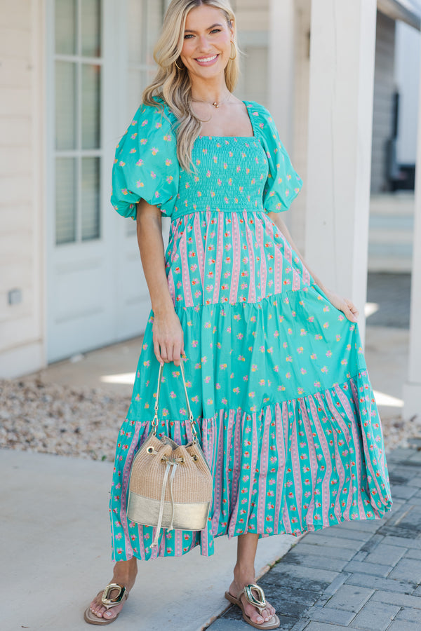 The Positive Teal Blue Floral Midi Dress Shop the Mint The Positive Teal Blue Floral Midi Dress Shop the Mint
