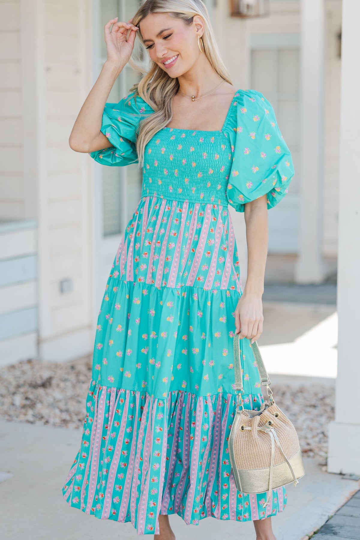 teal midi dress The Positive Blue Floral – Shop the Mint CARRYOVER_FALL_26 beading detail Ladies Dresses Next Dresses Color:COCONUT WHITE SHINE RIBBON