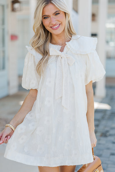 The Peaceful Cream Textured Babydoll Dress Shop the Mint The Peaceful Cream Textured Babydoll Dress Shop the Mint