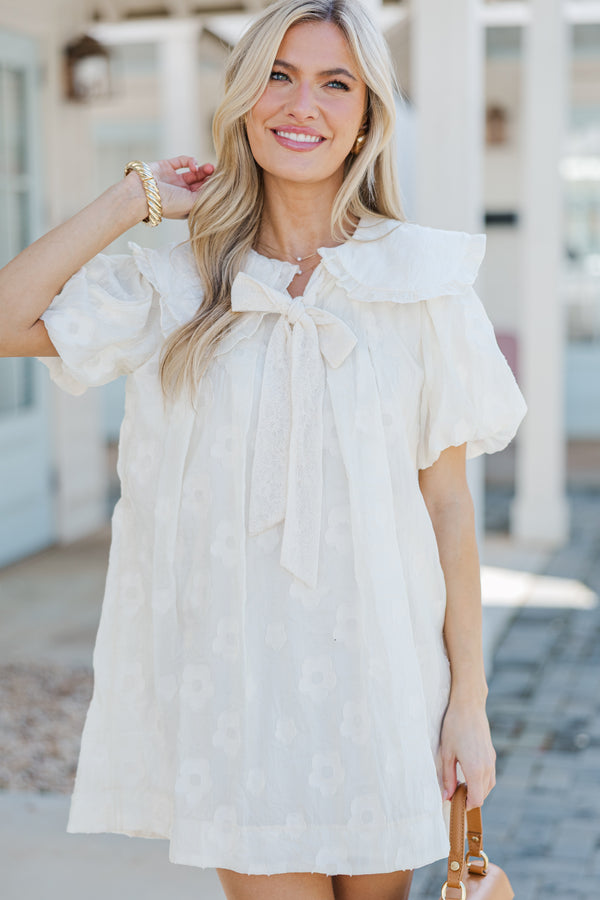 The Peaceful Cream Textured Babydoll Dress Shop the Mint The Peaceful Cream Textured Babydoll Dress Shop the Mint