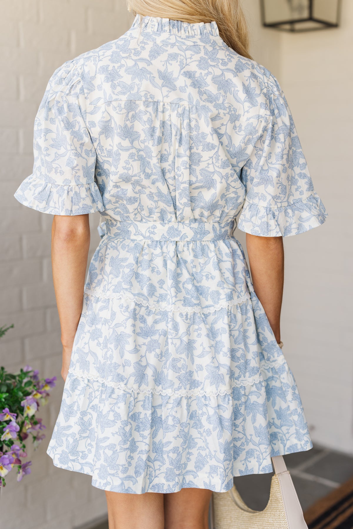 Ivory Blue Floral Dress main image 1