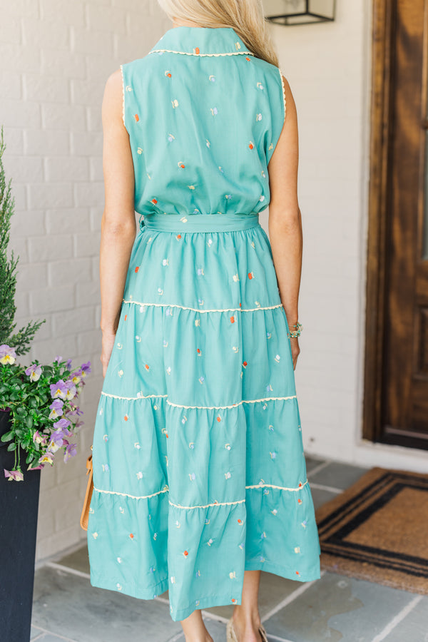 Set It Up Sage Green Embroidered Midi Dress Shop the Mint Set It Up Sage Green Embroidered Midi Dress Shop the Mint