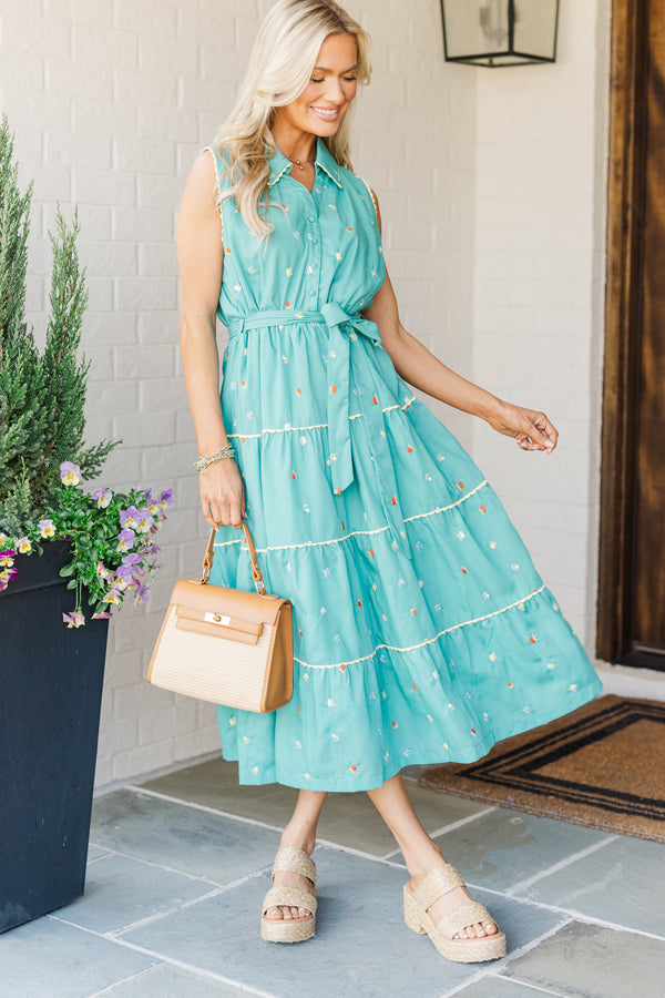 Set It Up Sage Green Embroidered Midi Dress Shop the Mint Set It Up Sage Green Embroidered Midi Dress Shop the Mint