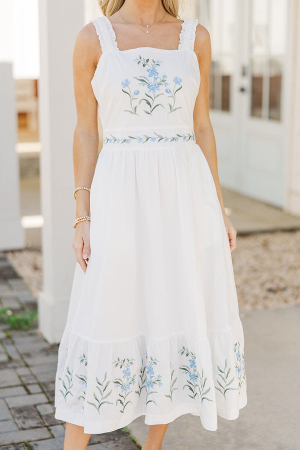 Follow The Sun Off White Embroidered Midi Dress Shop the Mint Follow The Sun Off White Embroidered Midi Dress Shop the Mint