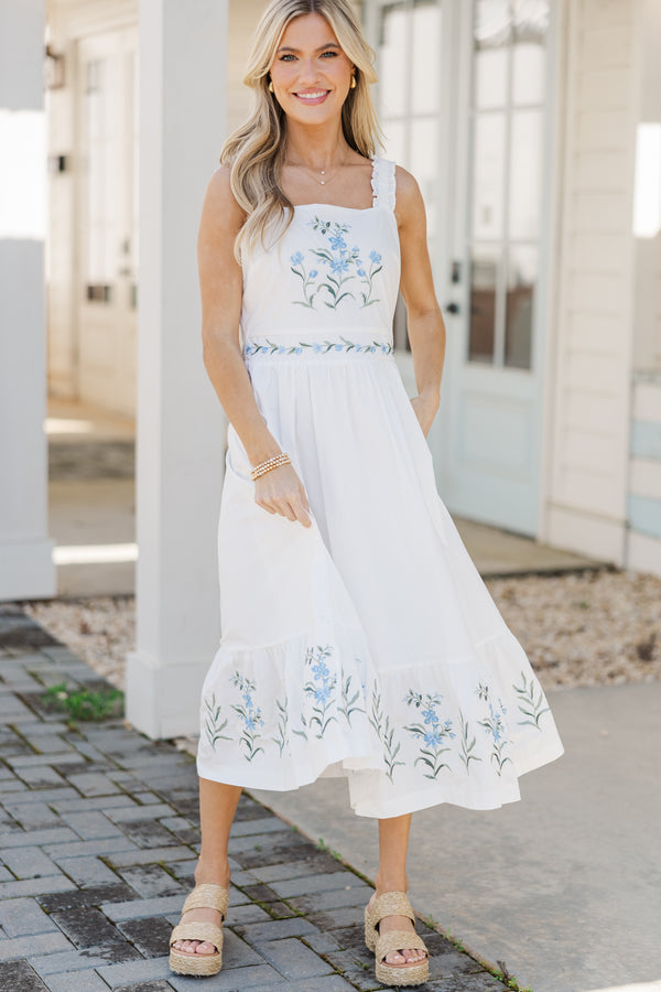 Follow The Sun Off White Embroidered Midi Dress Shop the Mint Follow The Sun Off White Embroidered Midi Dress Shop the Mint