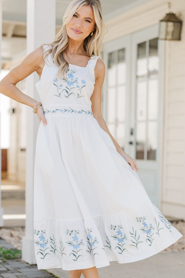 Follow The Sun Off White Embroidered Midi Dress Shop the Mint Follow The Sun Off White Embroidered Midi Dress Shop the Mint