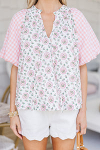 Nice To See Pink Floral Blouse