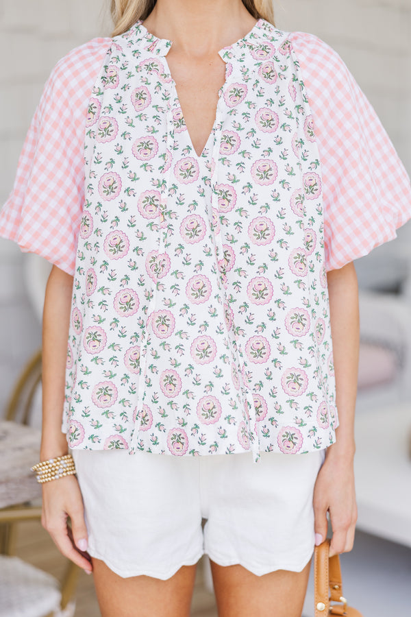 Nice To See Pink Floral Blouse