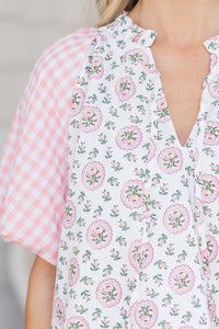 Nice To See Pink Floral Blouse