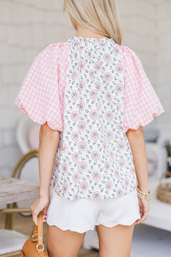 Nice To See Pink Floral Blouse