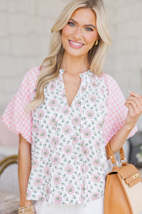 Nice To See Pink Floral Blouse