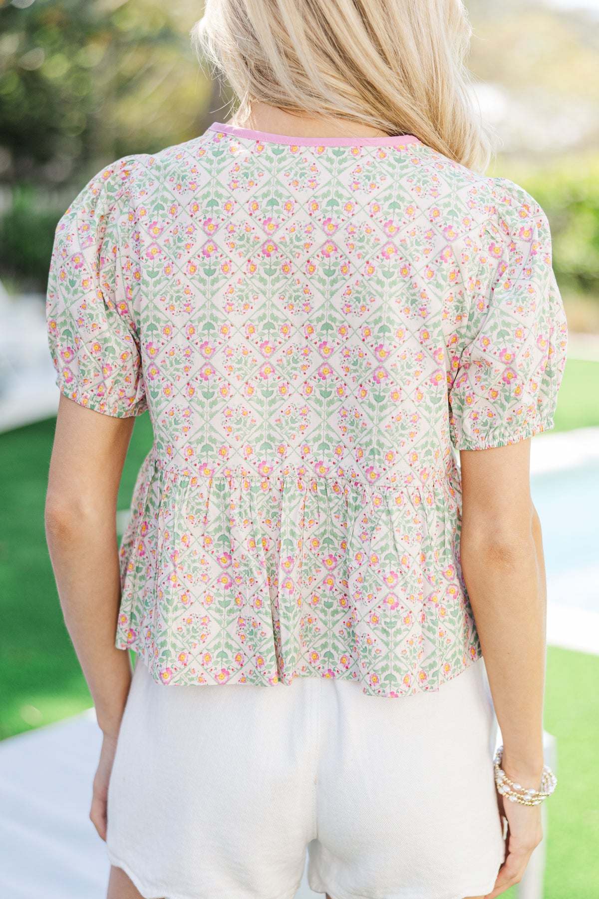 pink floral peplum top