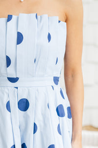 Look It Over Blue Polka Dot Midi Dress