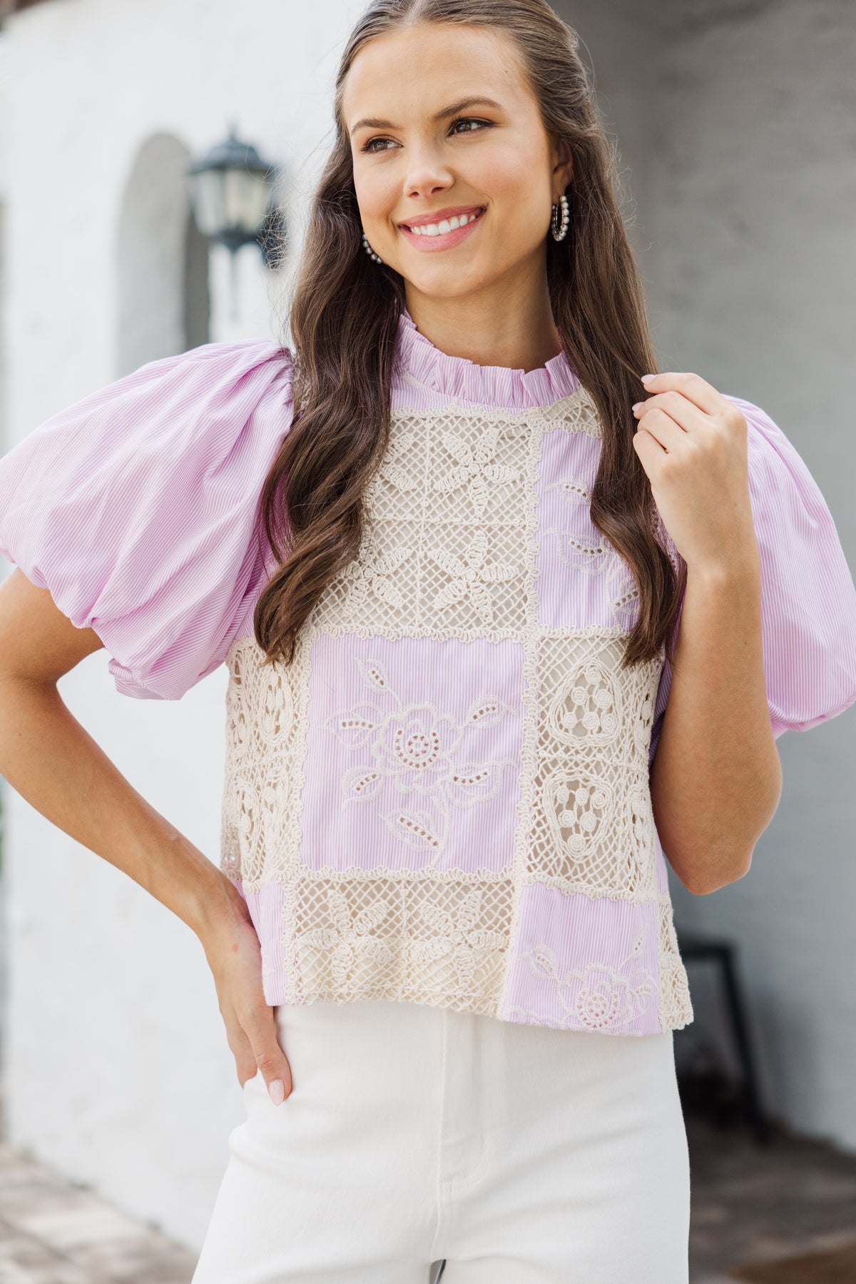 Just A Thought Pink Eyelet Blouse – Shop the Mint