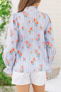 Love You So Blue Floral Blouse