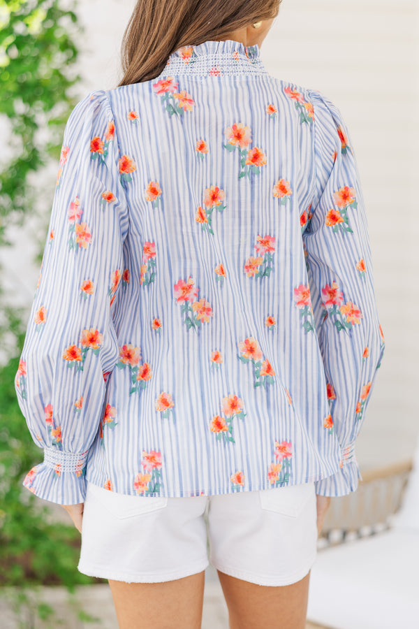 Love You So Blue Floral Blouse