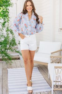 Love You So Blue Floral Blouse