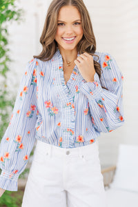 Love You So Blue Floral Blouse