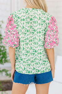 Just Live Green Embroidered Blouse