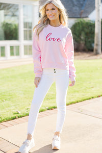 With Love Pink Embroidered Sweatshirt