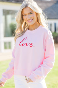 With Love Pink Embroidered Sweatshirt