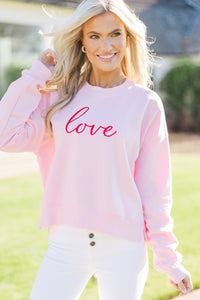 With Love Pink Embroidered Sweatshirt