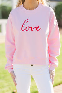 With Love Pink Embroidered Sweatshirt