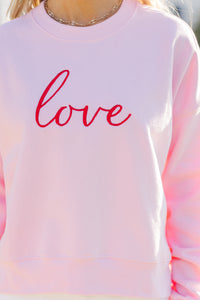 With Love Pink Embroidered Sweatshirt