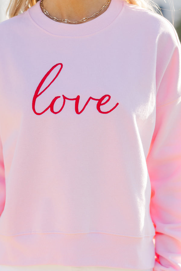 With Love Pink Embroidered Sweatshirt