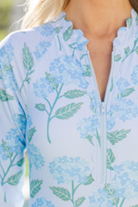 On Your Mind Light Blue Floral One Piece Swimsuit