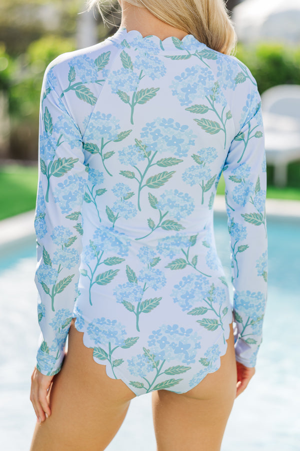 On Your Mind Light Blue Floral One Piece Swimsuit