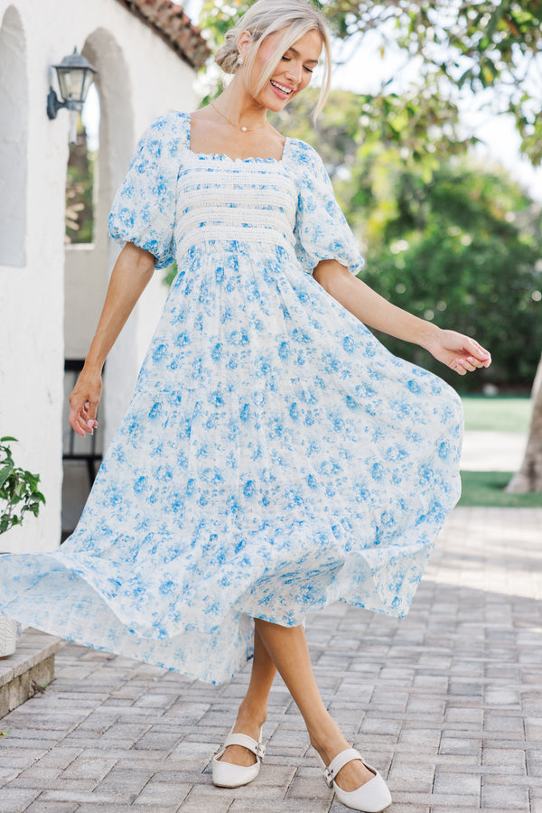 In My Dreams Blue Floral Midi Dress Shop the Mint In My Dreams Blue Floral Midi Dress Shop the Mint