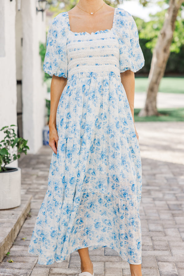 In My Dreams Blue Floral Midi Dress Shop the Mint In My Dreams Blue Floral Midi Dress Shop the Mint