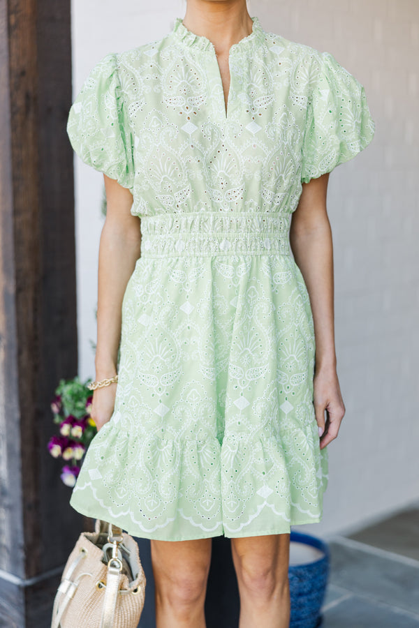 Win You Over Lime Green Eyelet Dress – Shop the Mint