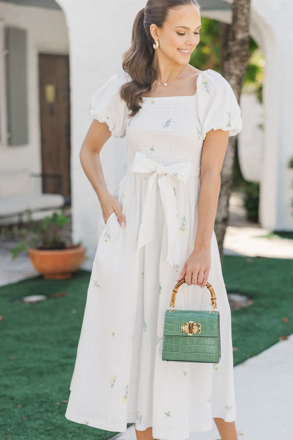 white embroidered midi dress Madeleine white panelled embroidered midi dress